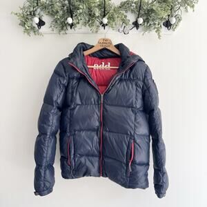 Men’s ADD down Puffer Hooded Navy jacket Ski Snow Warm luxury italian